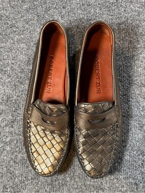Robert Zur Metallic Braided Leather Loafers 6.5 AAAA